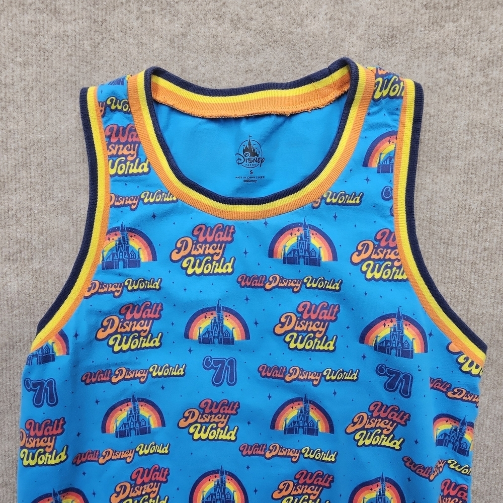 Disney Parks Rainbow Graphic Tank Top Blue Size Small Colorful ’71 Castle - Picture 4 of 9